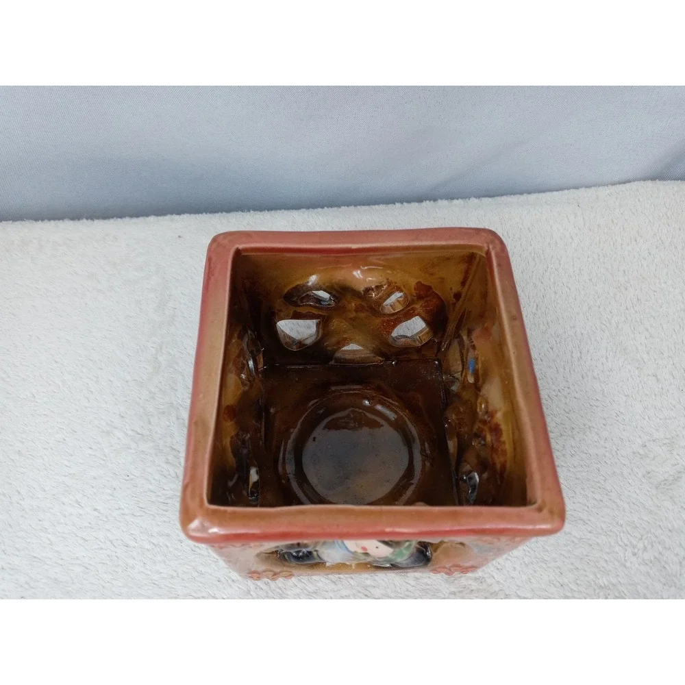 Luminessence Porcelain‎ Candle Holder Winter Scene Square Ceramic Decor